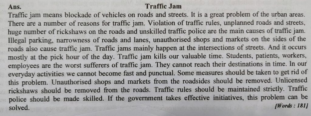 Traffic Jam Paragraph