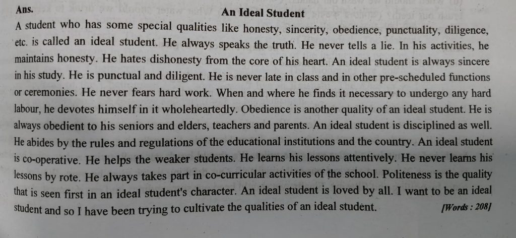 An Ideal Student Paragraph