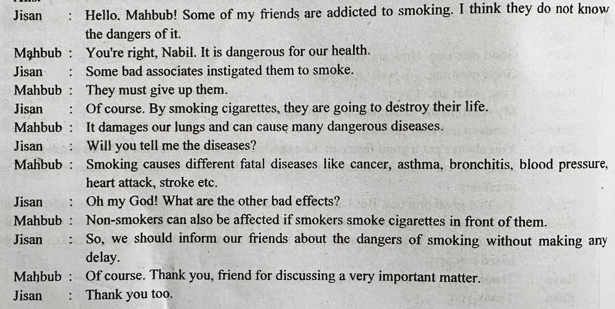 Dialogue Bad Effect of Smoking