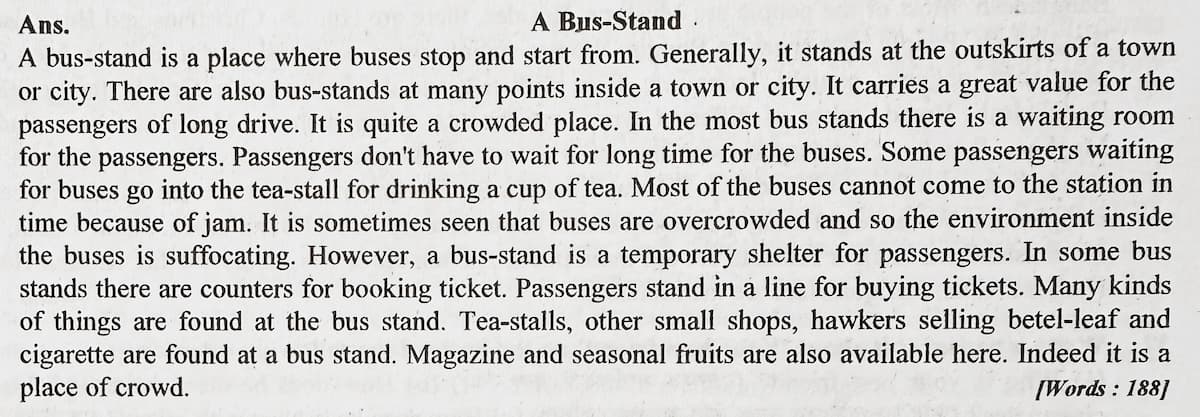 A Bus Stand paragraph