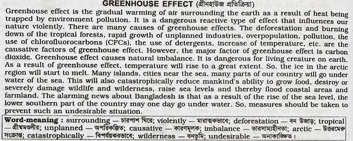 Greenhouse Effect paragraph