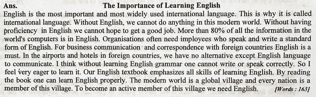 Importance of Learning English Paragraph ssc