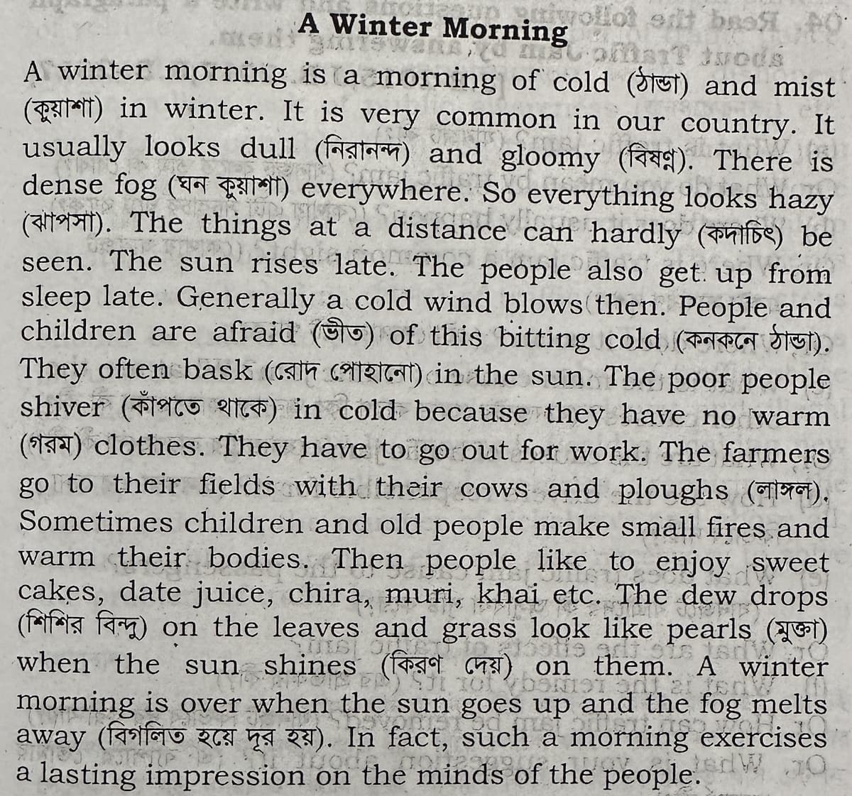 a winter morning paragraph for students class 6 to 12