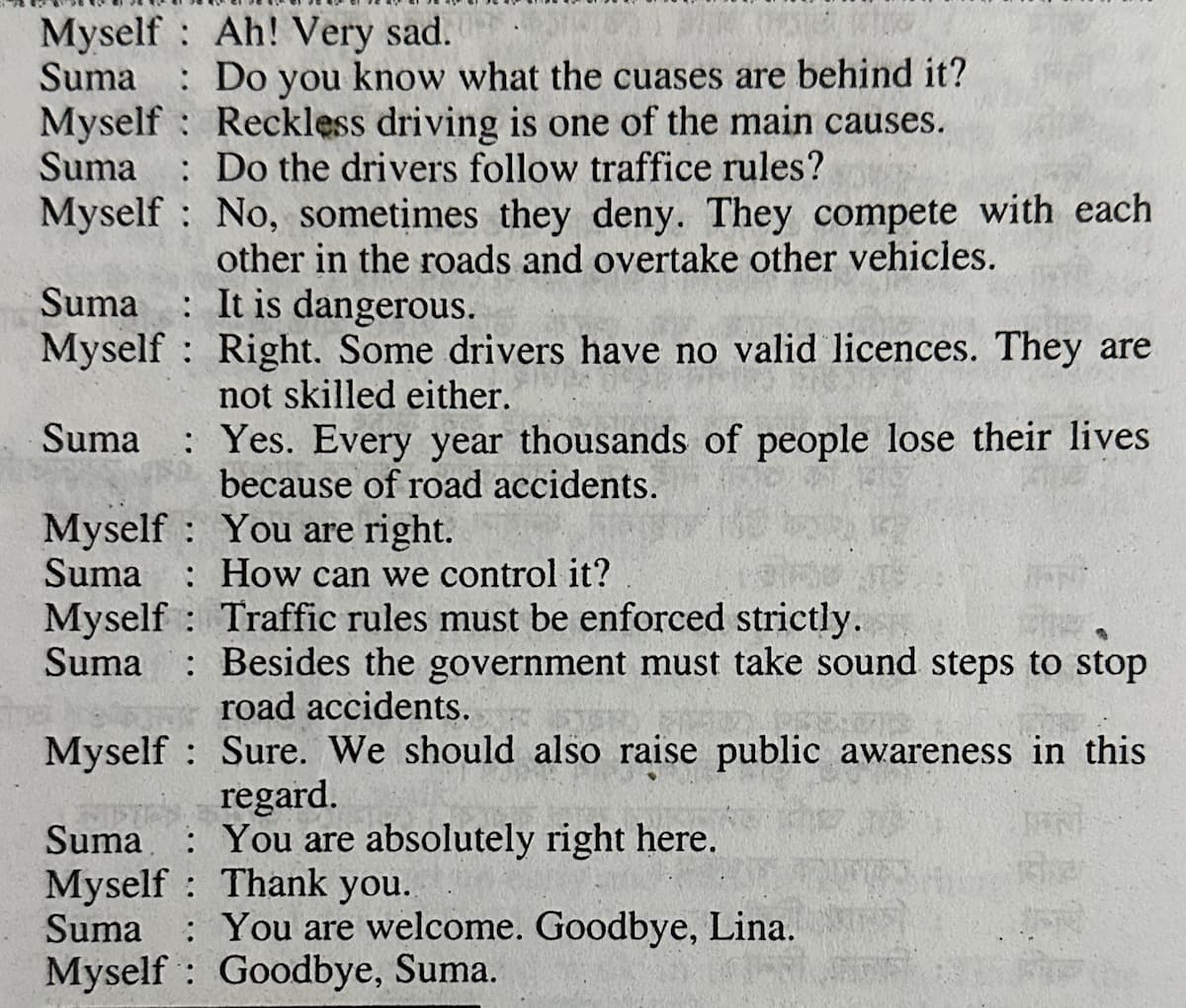 dialogue about road accident