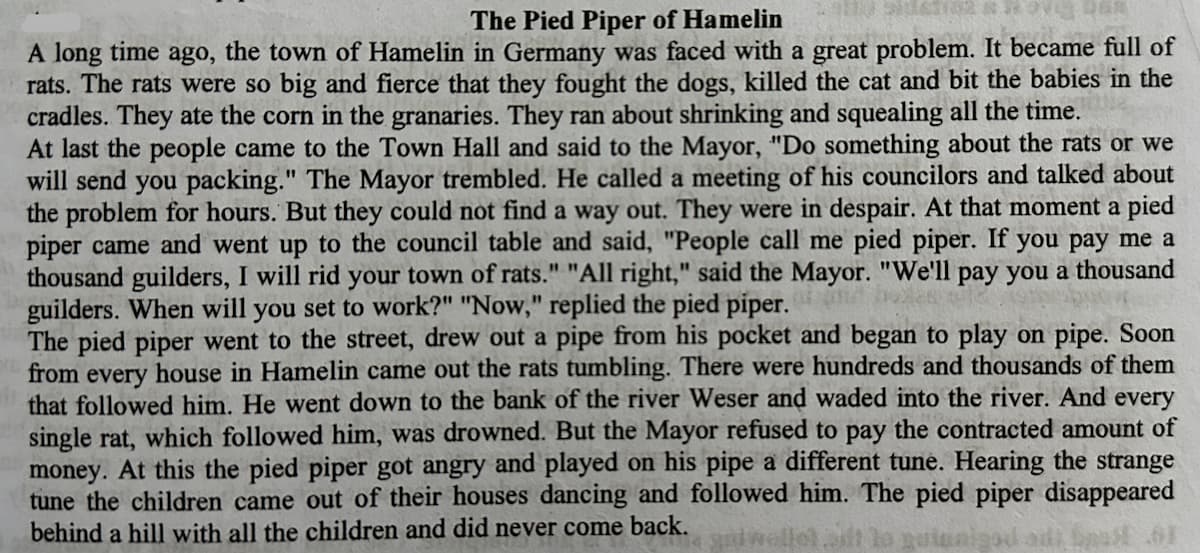 the pied piper of hamelin completing story